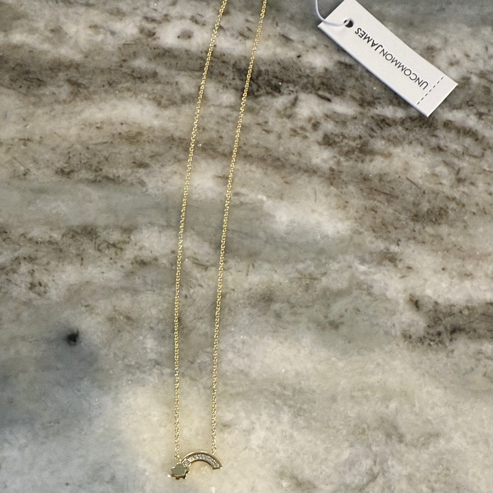 Gold Necklace with Rainbow Pendant